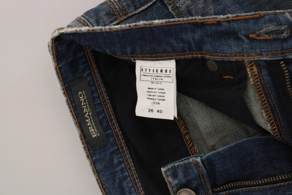 Ermanno Scervino Blau gewaschene Boot Cut Casual Denim Hosen Jeans