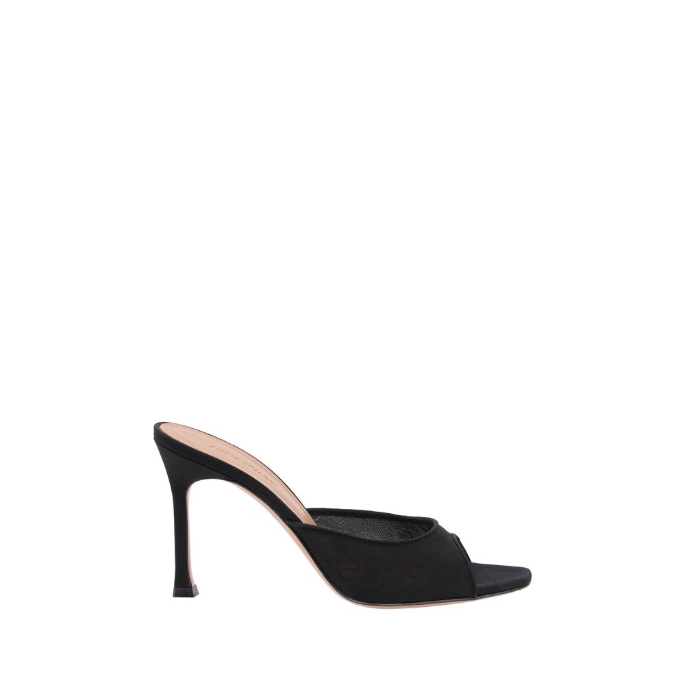 Amina Muaddi Schwarze Stoff-Stilettosandalen