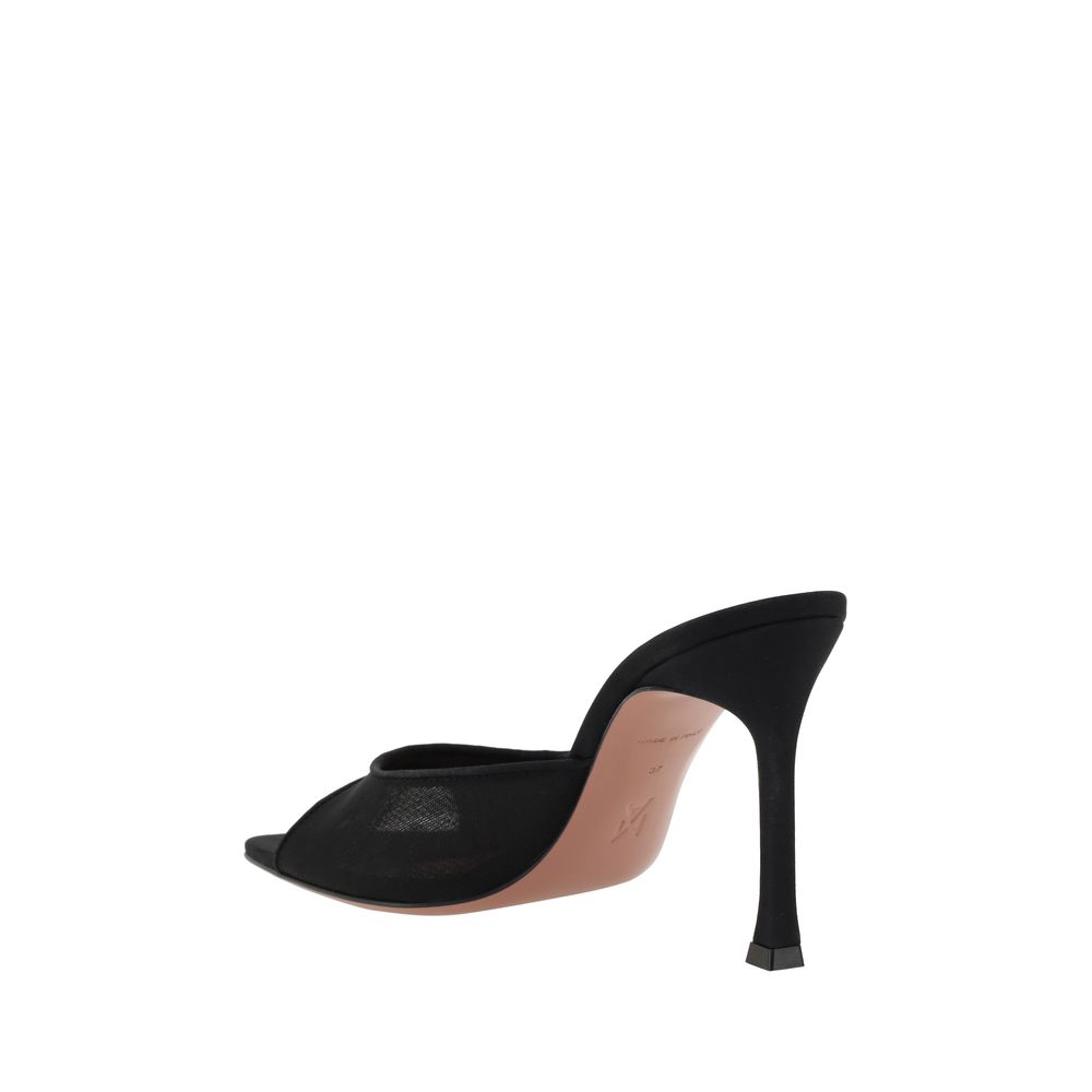 Amina Muaddi Schwarze Stoff-Stilettosandalen