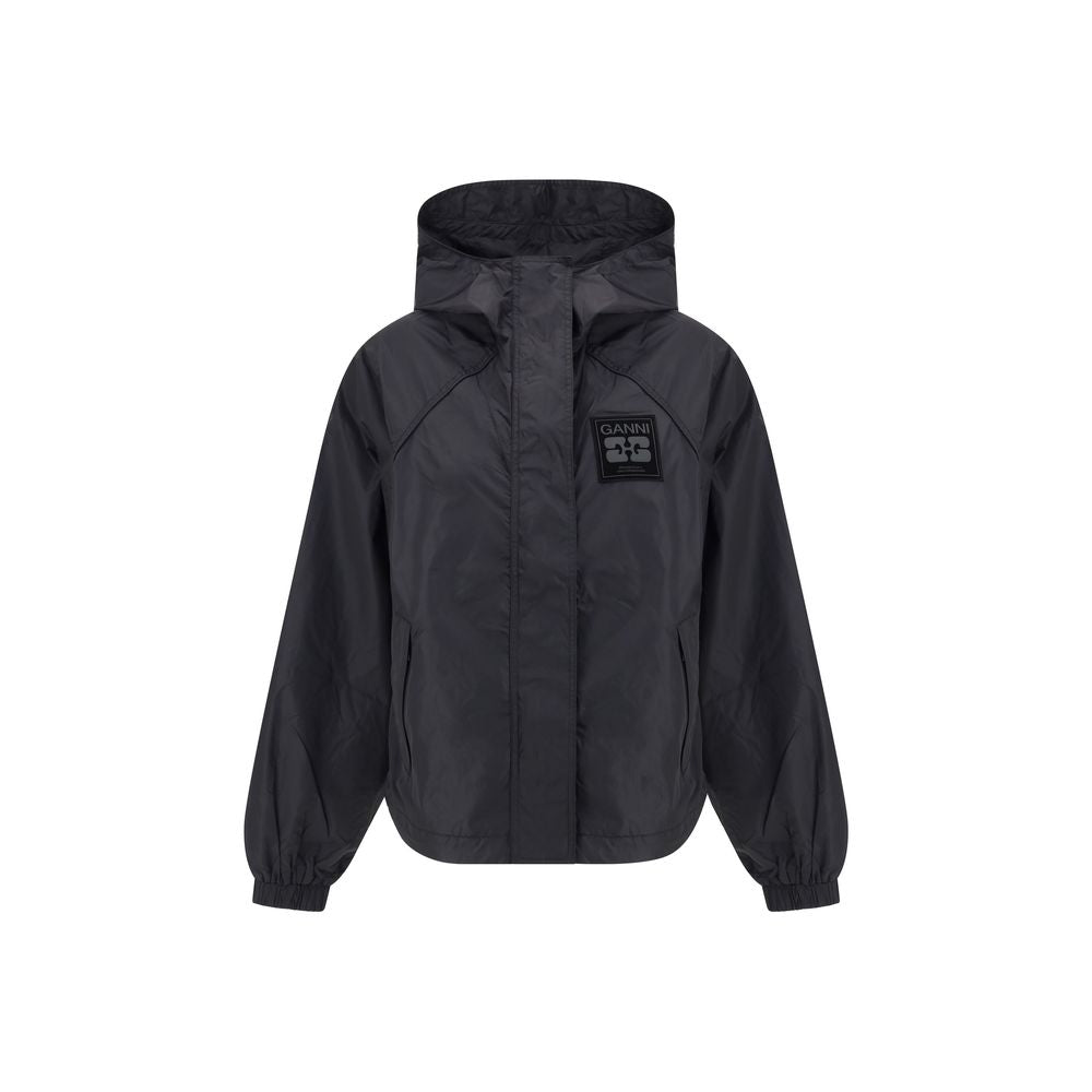 Ganni Schwarze Nylon-Jacke