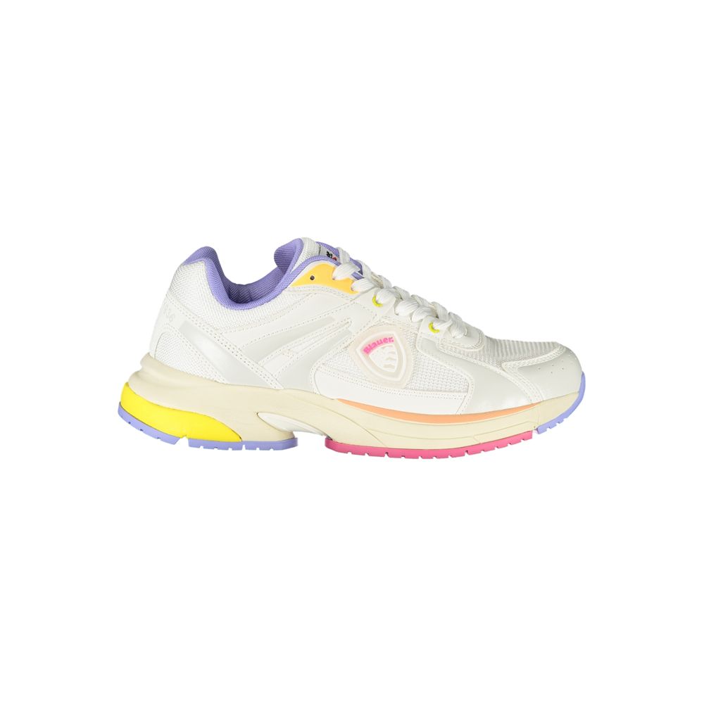 Blauer Sneaker aus weißem Polyester