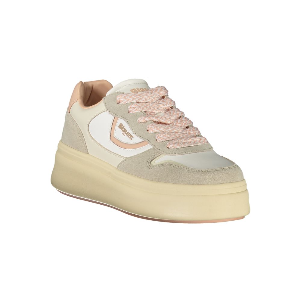 Blauer Sneaker aus weißem Polyester