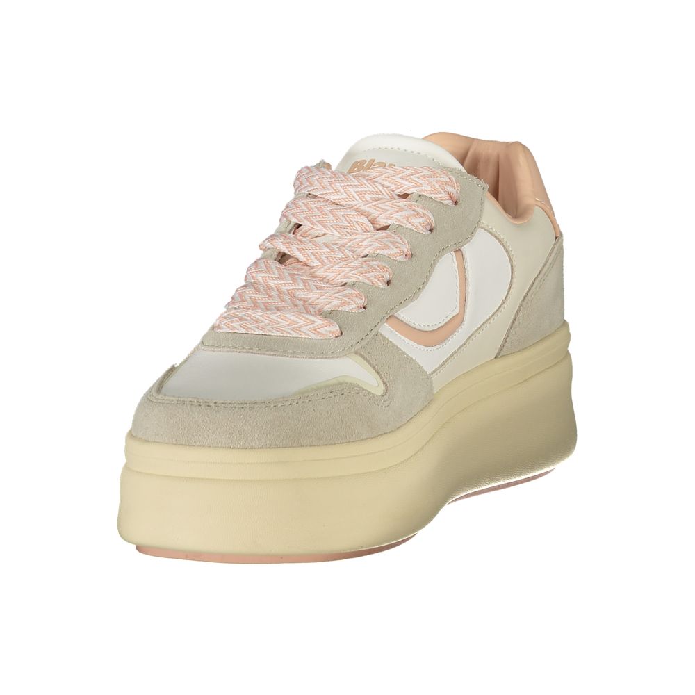Blauer Sneaker aus weißem Polyester