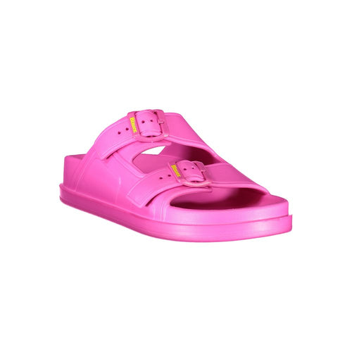 Blaue und pinkfarbene Polyethylen-Sandale
