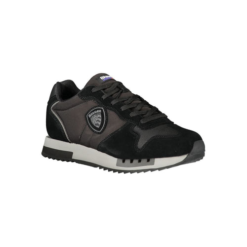 Blauer Schwarzes Leder Herren-Sneaker