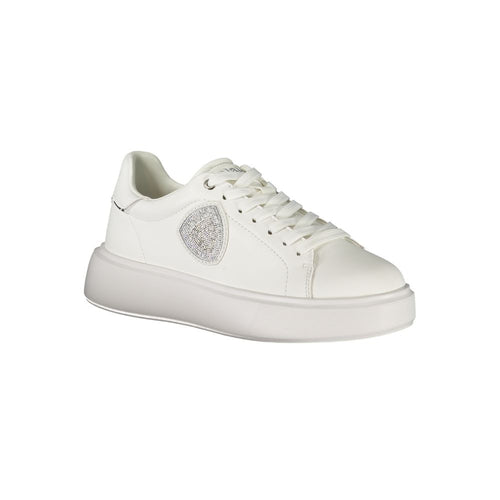 Blauer weißer Leder-Damensneaker