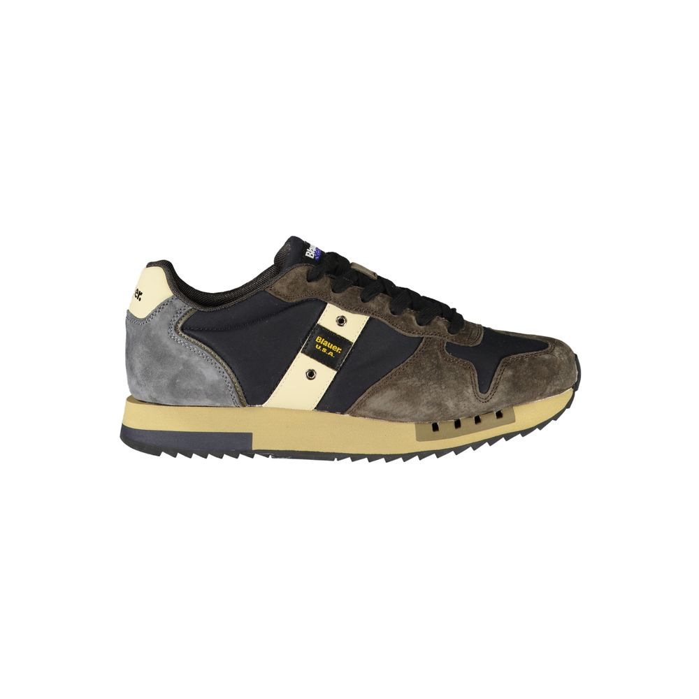 Blauer Blaue Leder Herren Sneaker