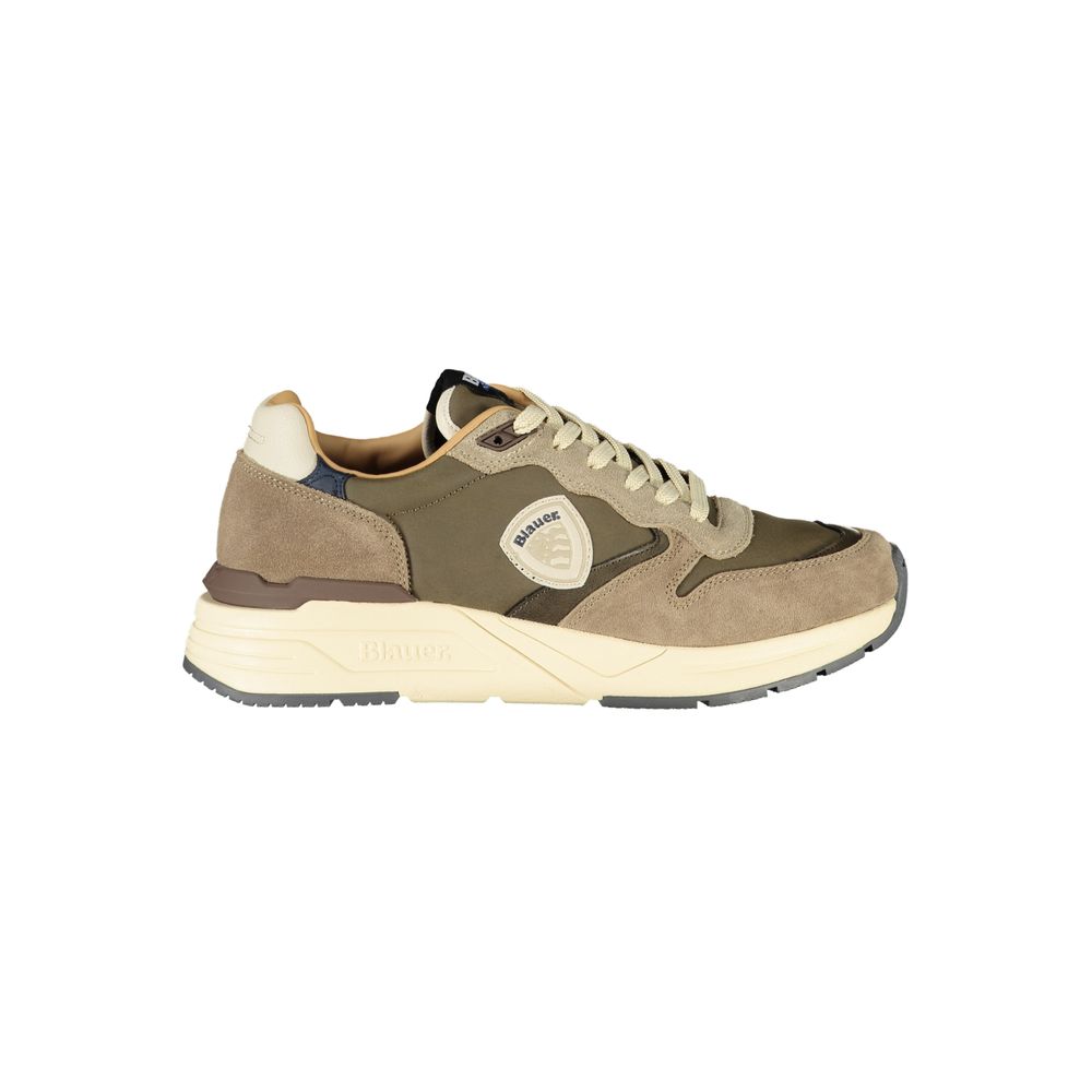 Blauer Graue Leder Herren Sneaker