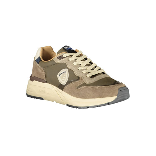 Blauer Graue Leder-Herren-Sneaker