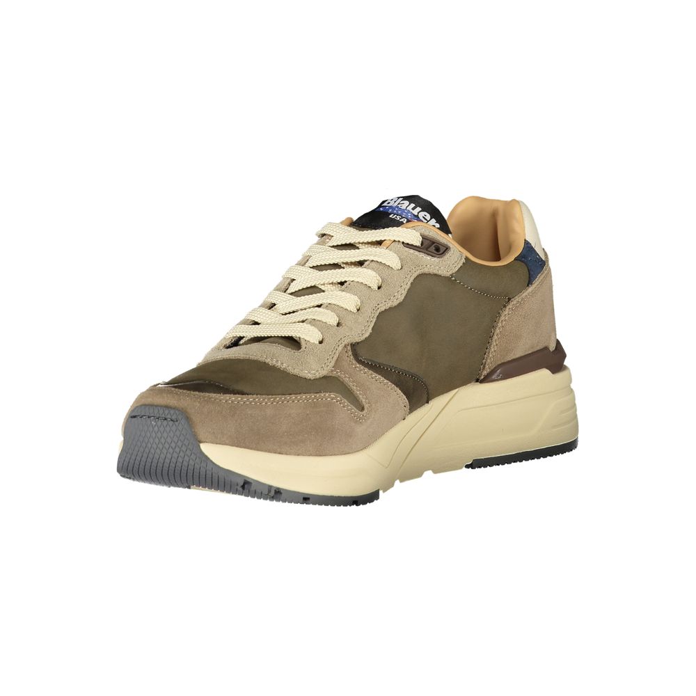 Blauer Graue Leder Herren Sneaker