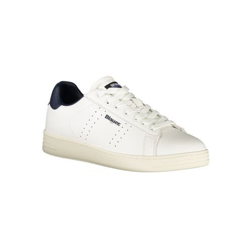Blaue Weiße Leder Herren-Sneaker