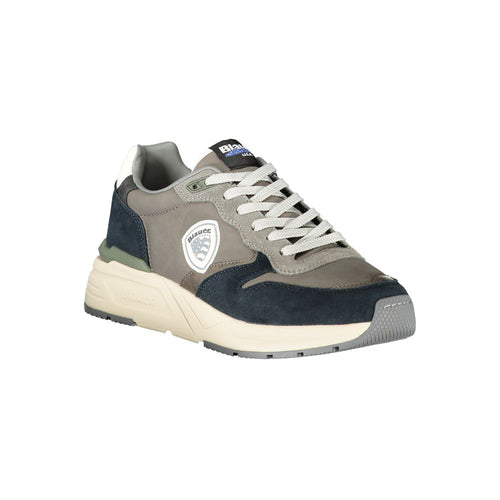 Blauer Graue Leder-Herren-Sneaker