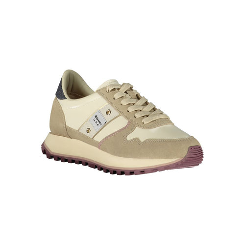 Blaue beige Leder-Damensneaker