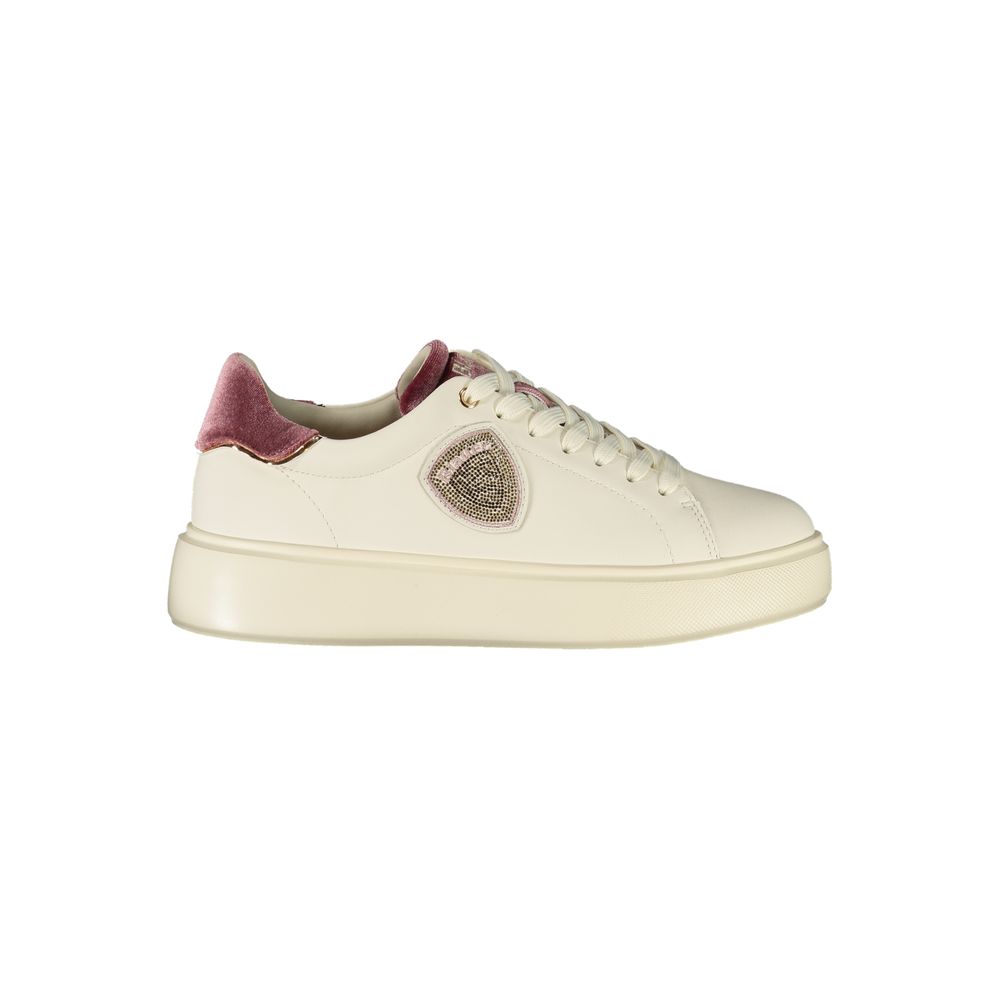 Blauer Weißes Leder Damen Sneaker
