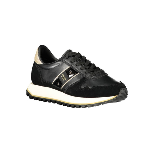 Blauer Schwarzes Leder Damen-Sneaker