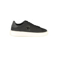 Blauer Schwarzes Leder Herren Sneaker