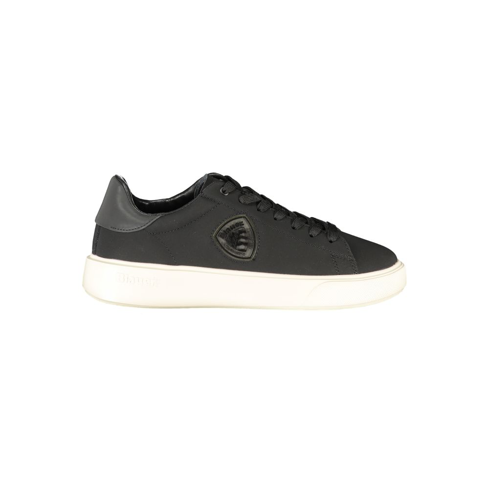 Blauer Schwarzes Leder Herren Sneaker
