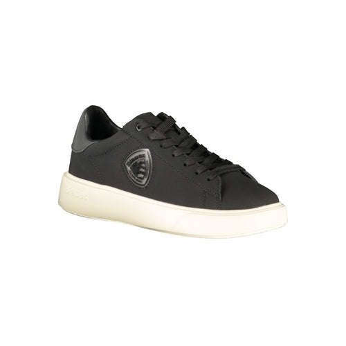 Blauer Schwarzes Leder Herren-Sneaker