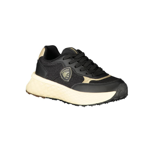 Blauer Schwarzes Leder Damen-Sneaker