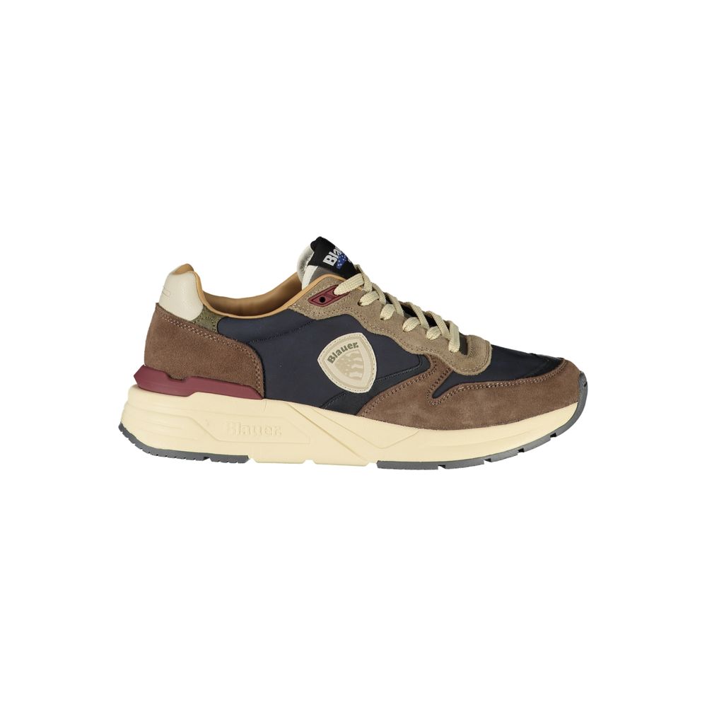 Blauer Blaue Leder Herren Sneaker