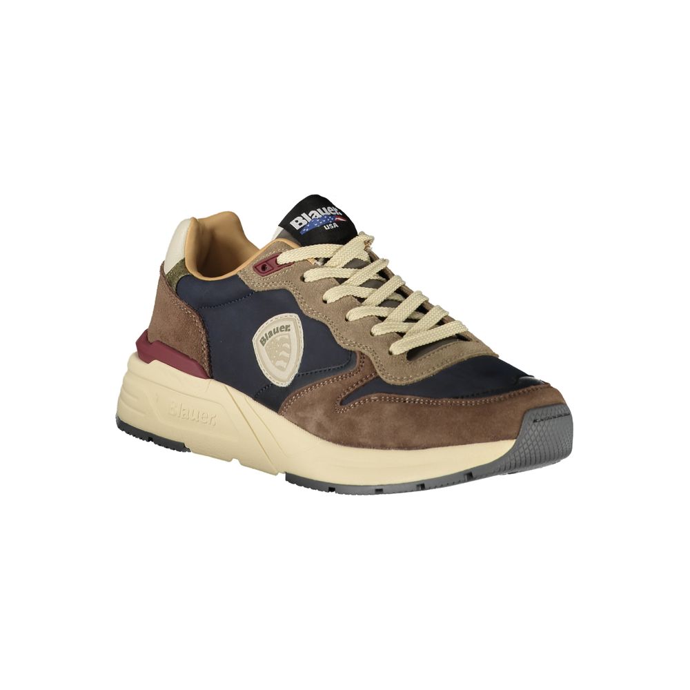 Blauer Blaue Leder Herren Sneaker