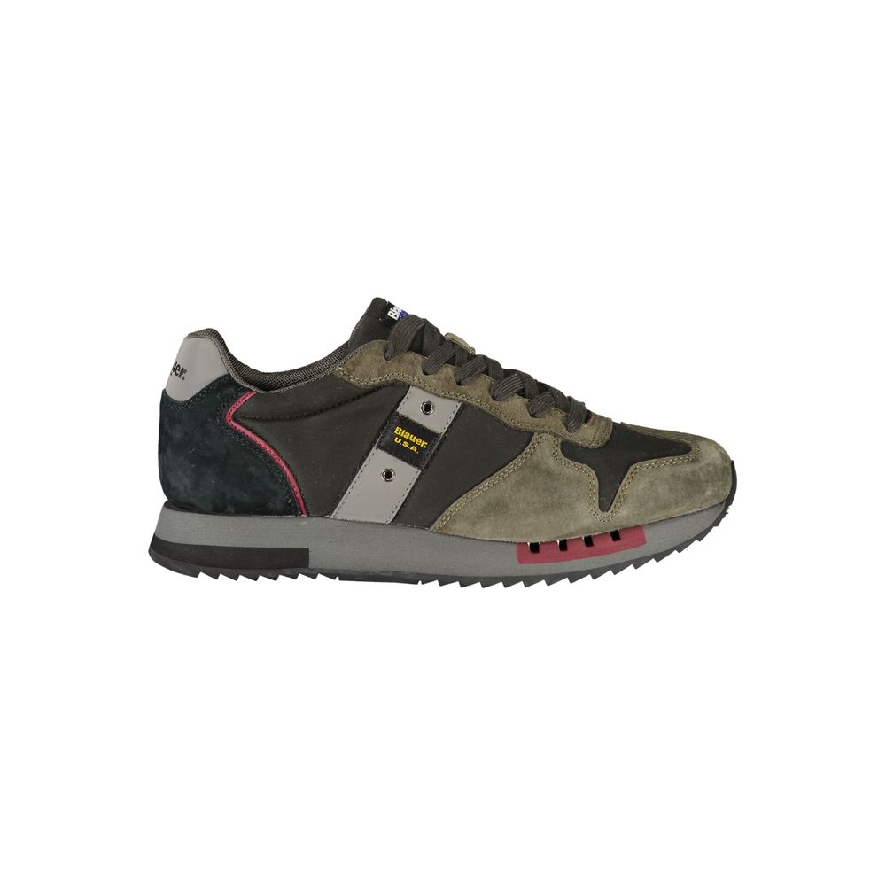 Blauer Schwarzes Leder Herren Sneaker