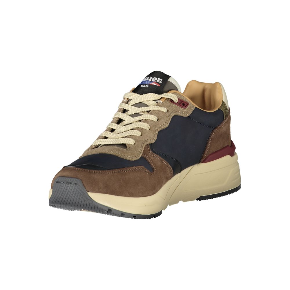 Blauer Blaue Leder Herren Sneaker