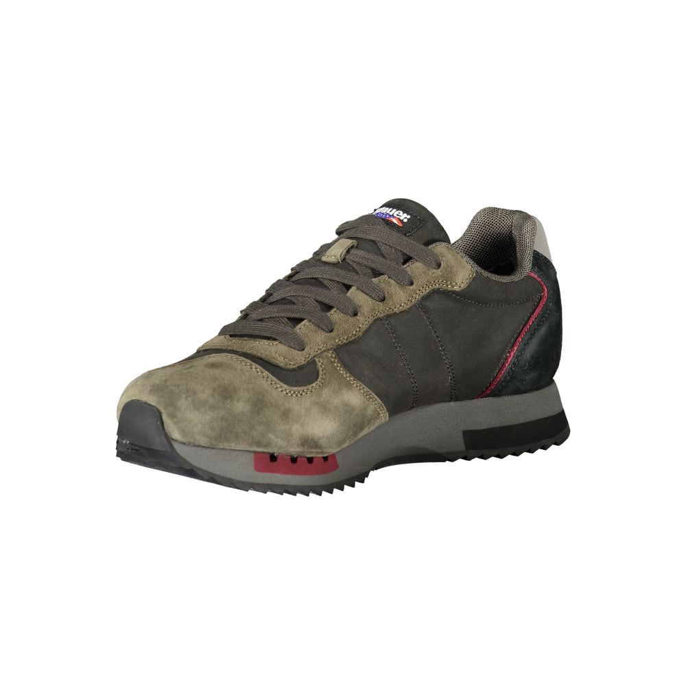 Blauer Schwarzes Leder Herren Sneaker