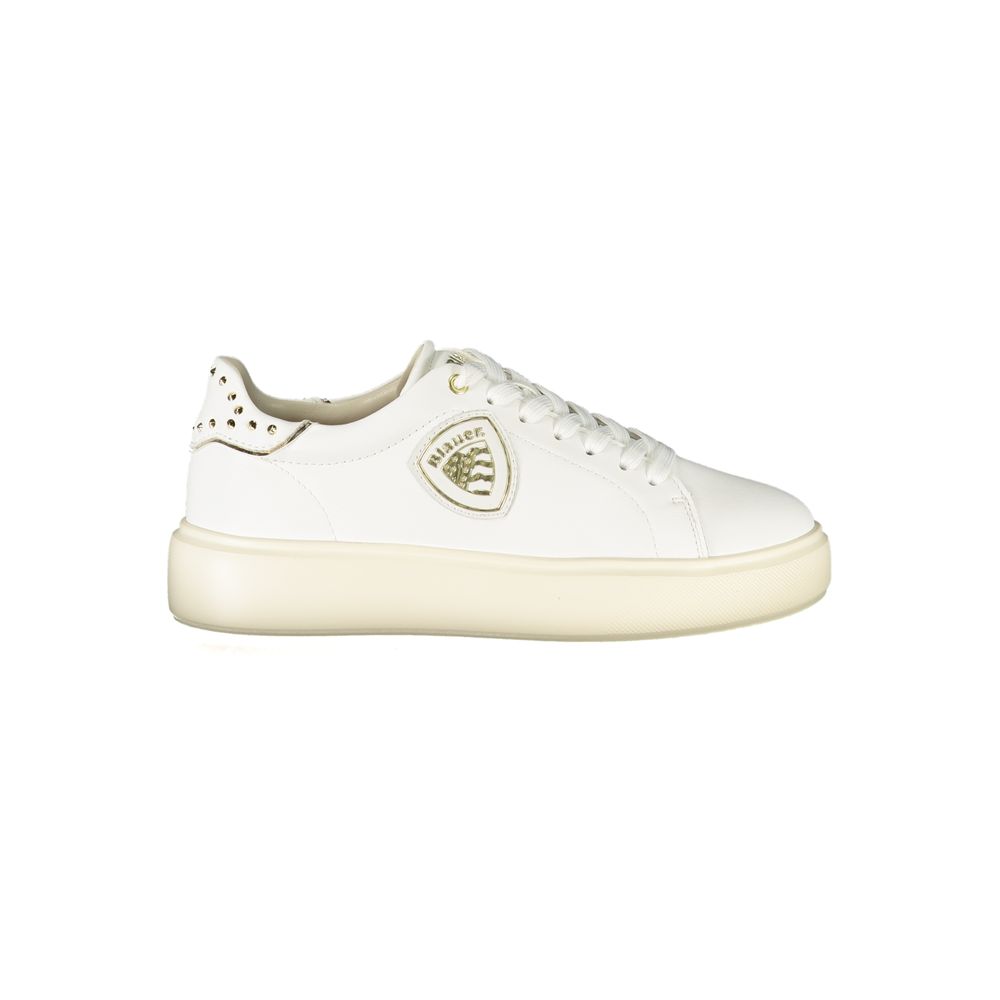 Blauer Weißes Leder Damen Sneaker