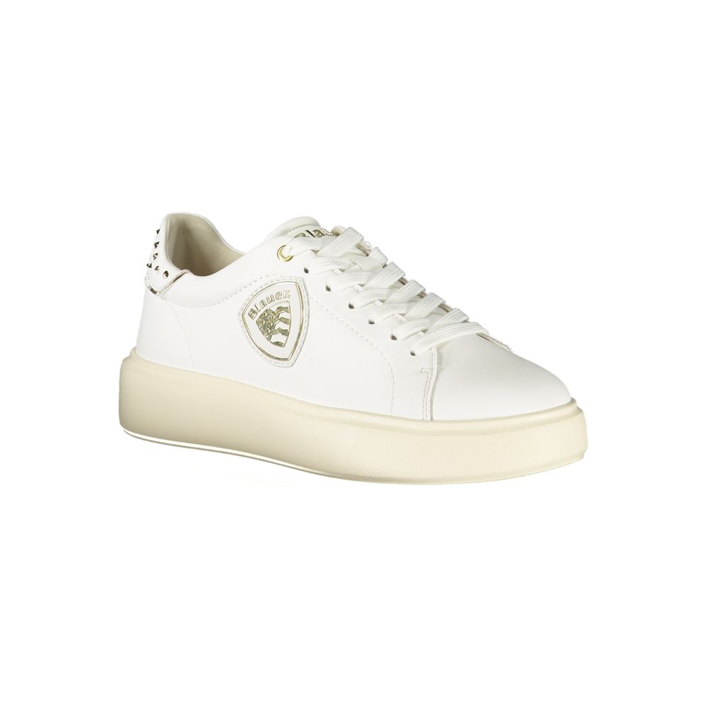 Blauer Weißes Leder Damen Sneaker