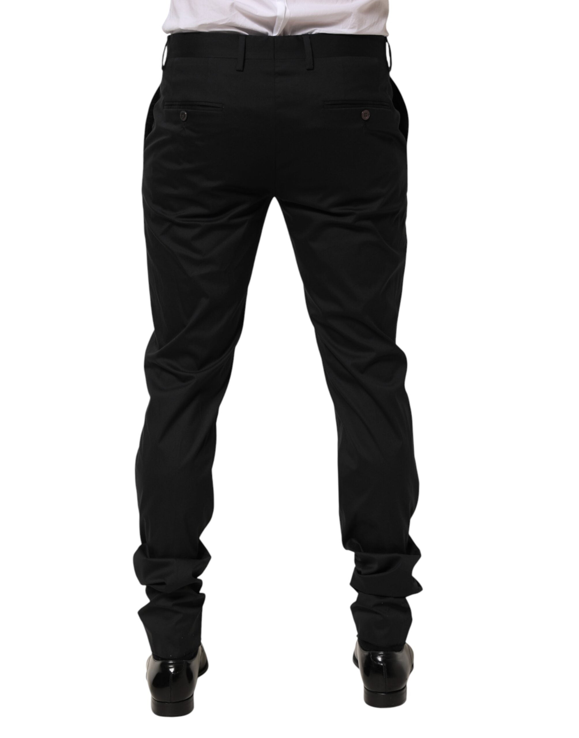 Dolce & Gabbana Black Cotton Formal Dress Men Trouser Pants