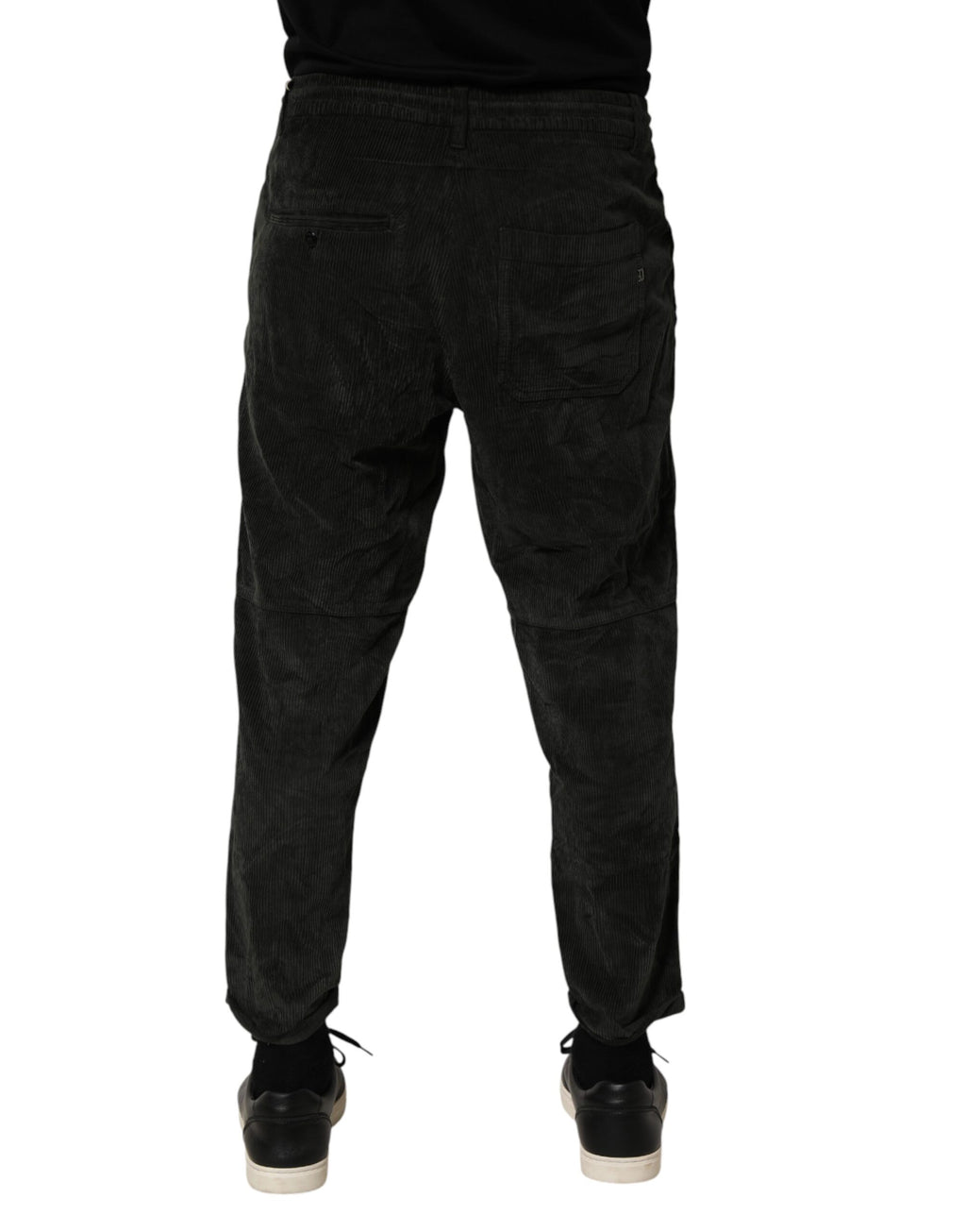 Dondup Schwarze Herren-Cordhose mit mittelhohem Bund und verkürzter Länge