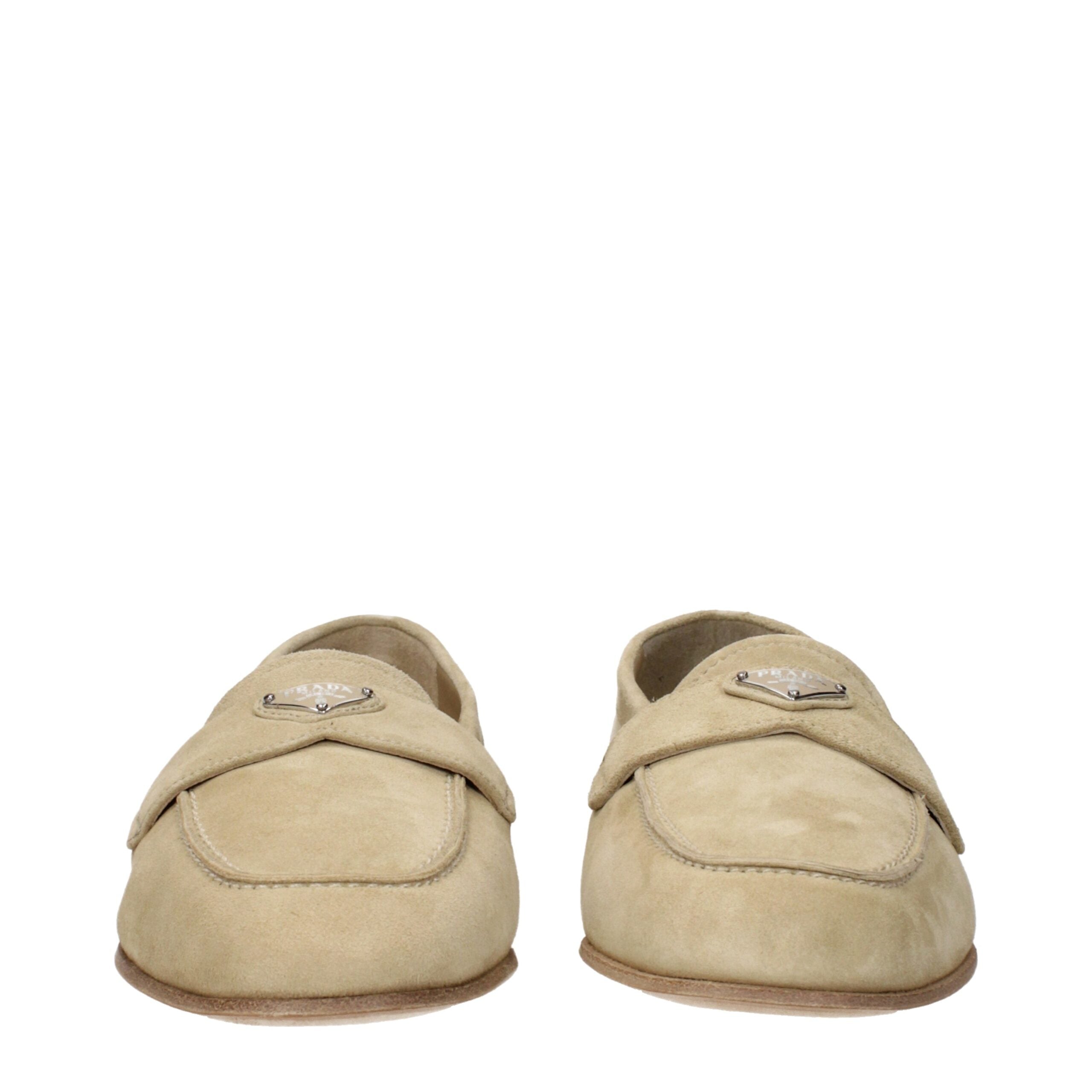 Prada Beigefarbene Wildleder-Slipper