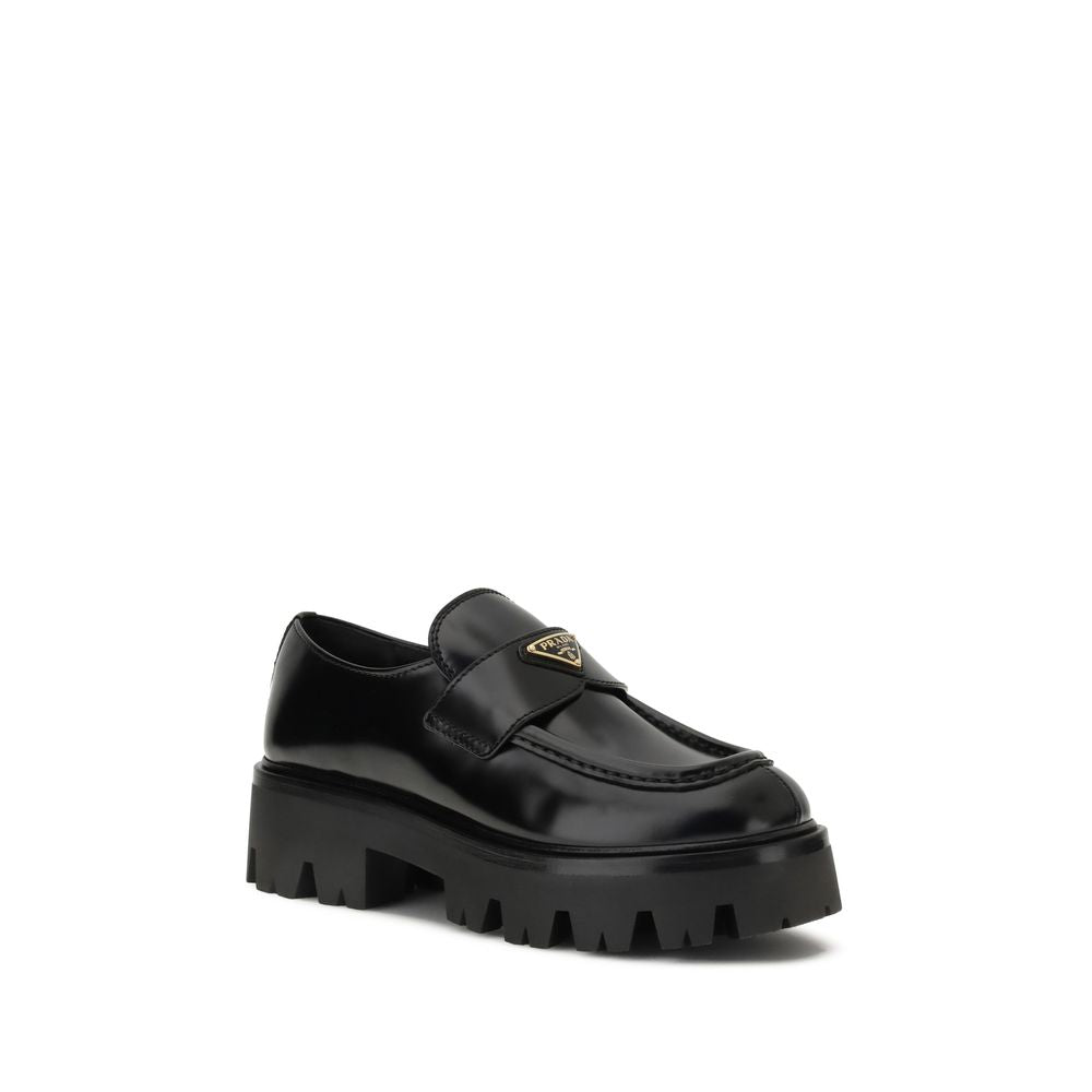 Prada Schwarze Kalbsleder Bos Taurus Plateau-Loafer