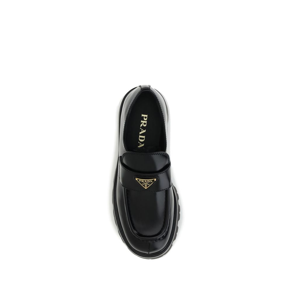 Prada Schwarze Kalbsleder Bos Taurus Plateau-Loafer