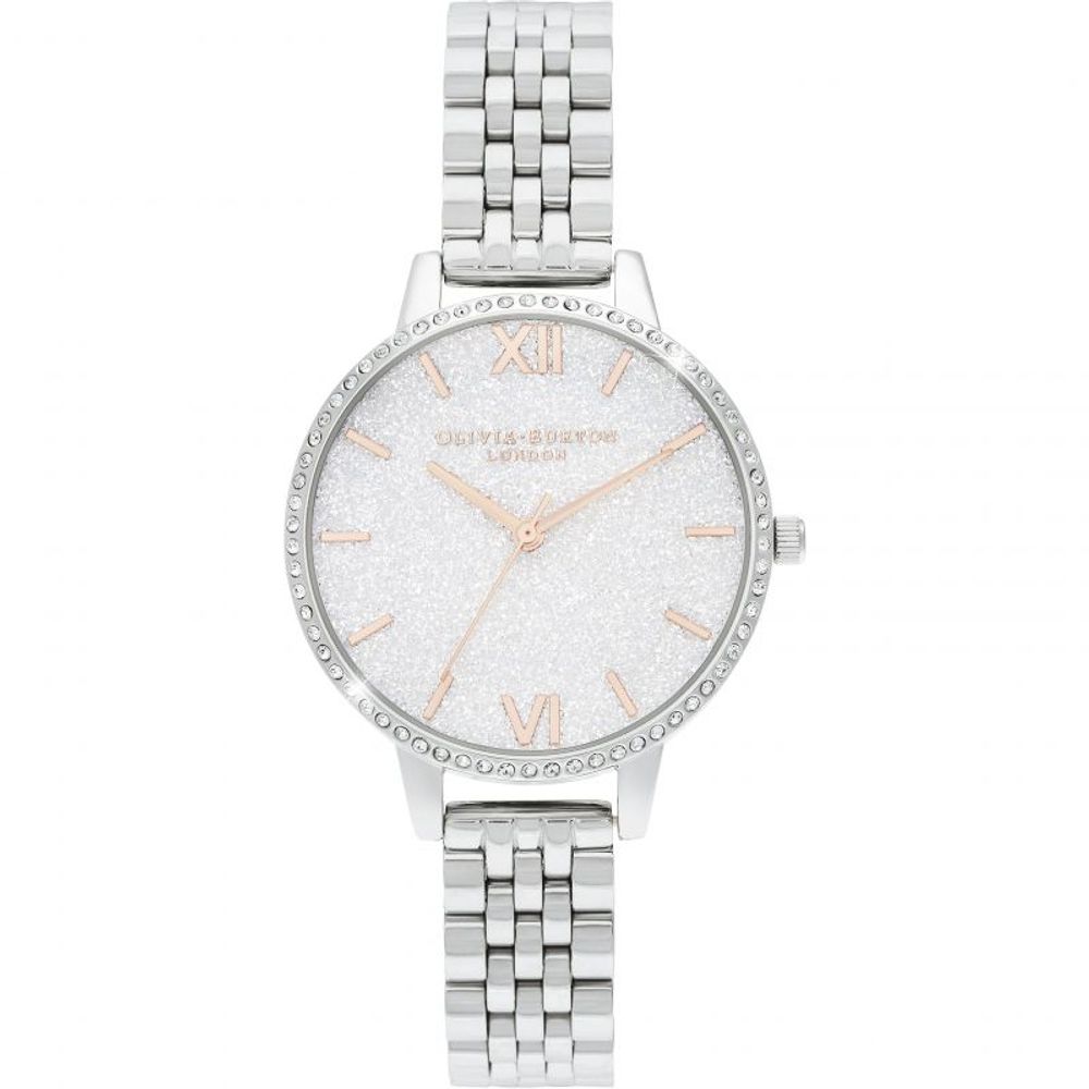 Olivia Burton Silberne Edelstahl-Armbanduhr