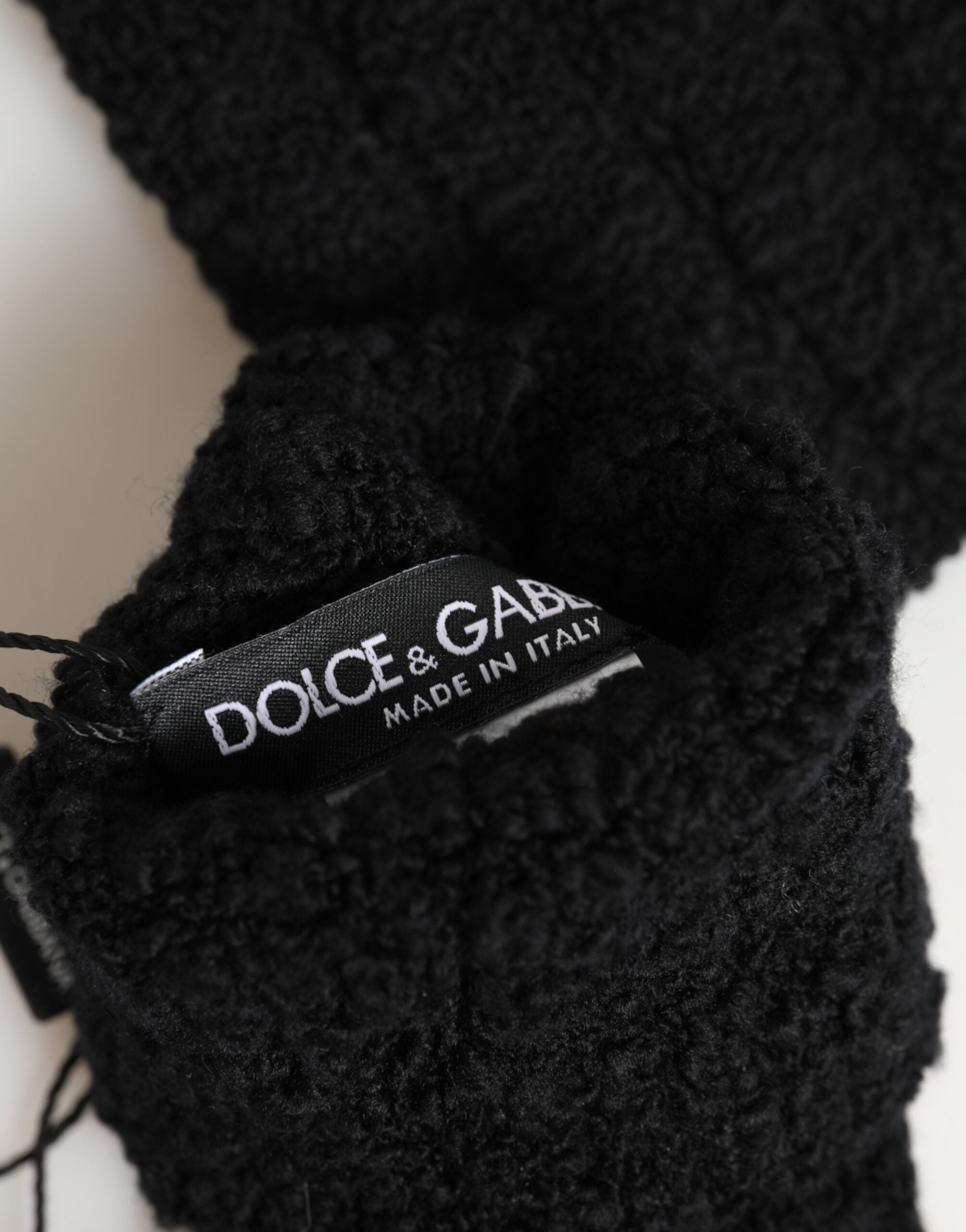Dolce & Gabbana Schwarze Fingerhandschuhe aus reiner Wolle für Herren