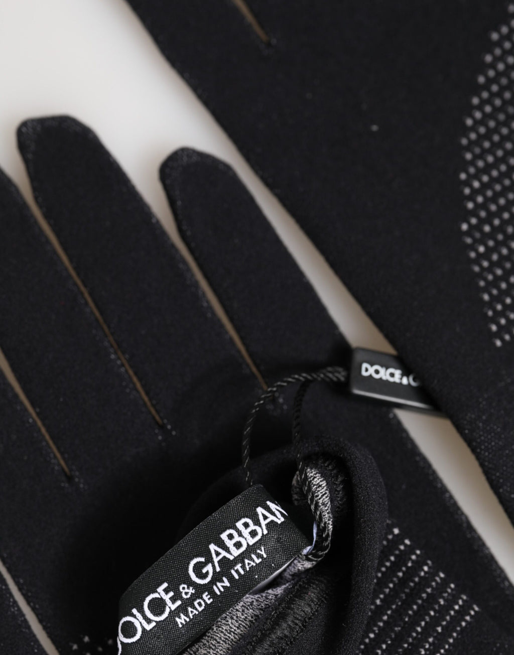 Dolce & Gabbana Schwarze Herren-Handschuhe mit DG-Logo aus Baumwolle