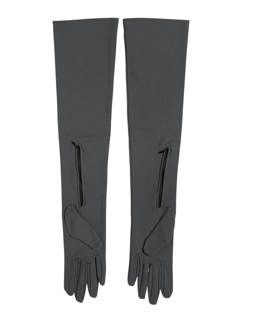 Dolce & Gabbana Dunkelgraue Herren-Viskose-Handschuhe bis zum Ellenbogen