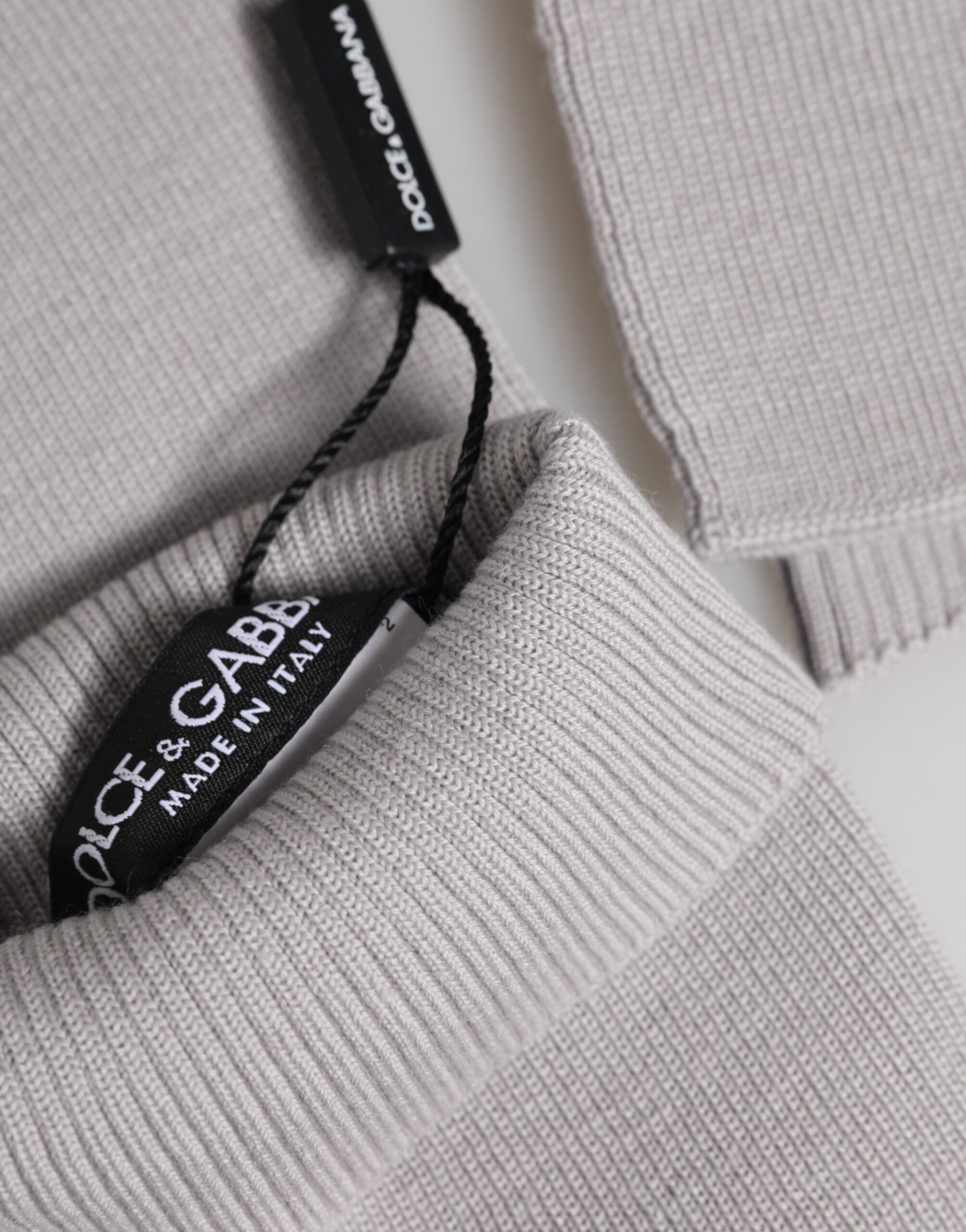 Dolce & Gabbana Graue Fingerlose Herrenhandschuhe aus reiner Schurwolle