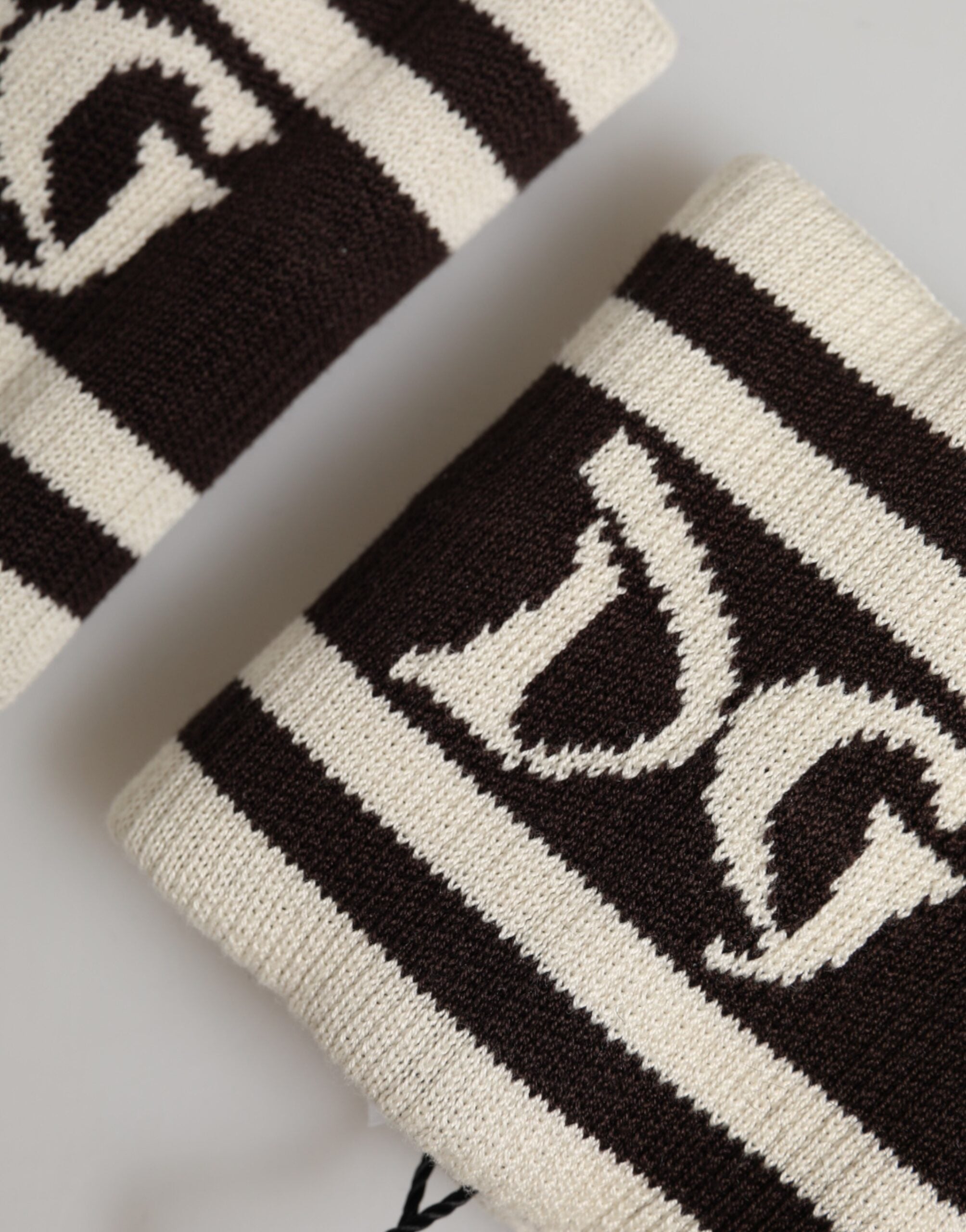 Dolce & Gabbana Schwarzes und weißes DG-Logo-Baumwoll-Armband, 1 Paar