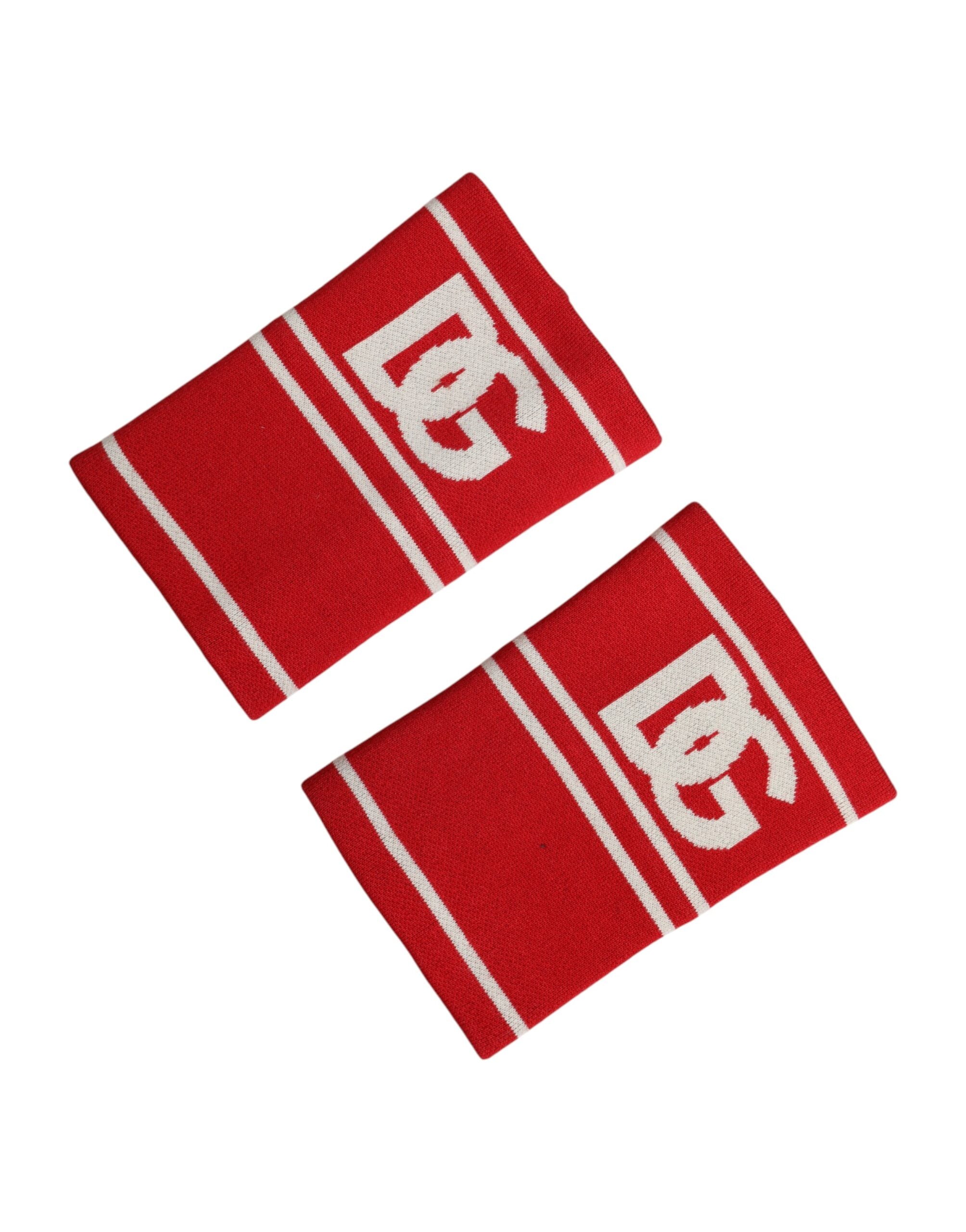 Dolce & Gabbana Rote und Weiße DG Logo Baumwoll-Armband 1 Paar Einheitsgröße
