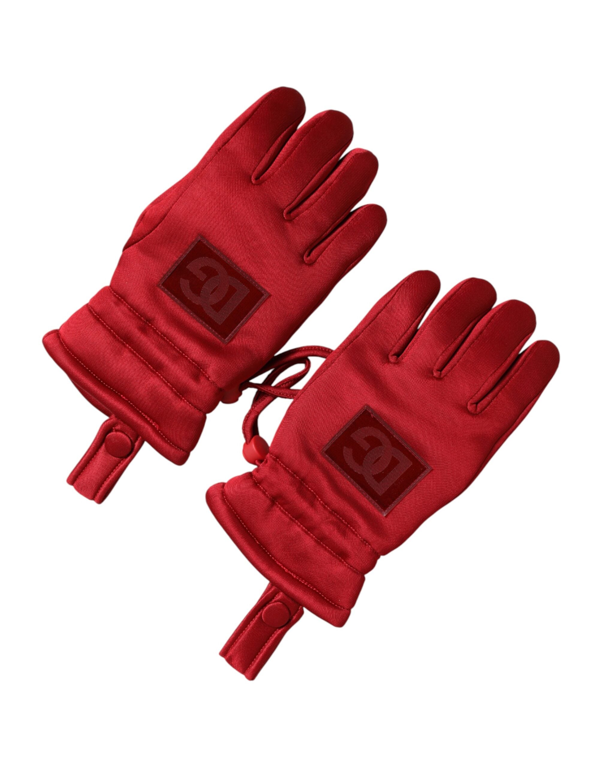 Dolce & Gabbana Rote Viskose-Motorradhandschuhe im Biker-Stil