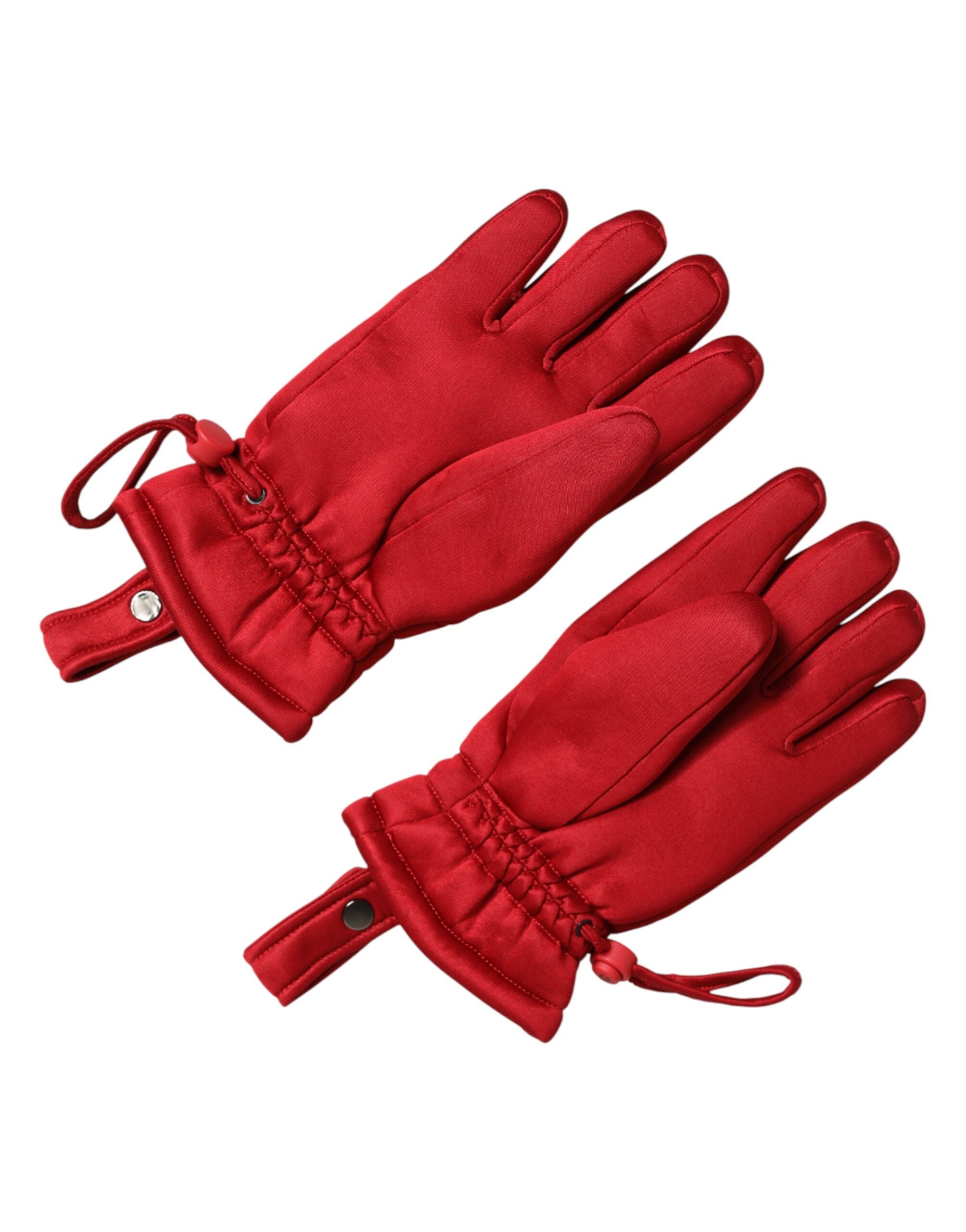 Dolce & Gabbana Rote Viskose-Motorradhandschuhe im Biker-Stil