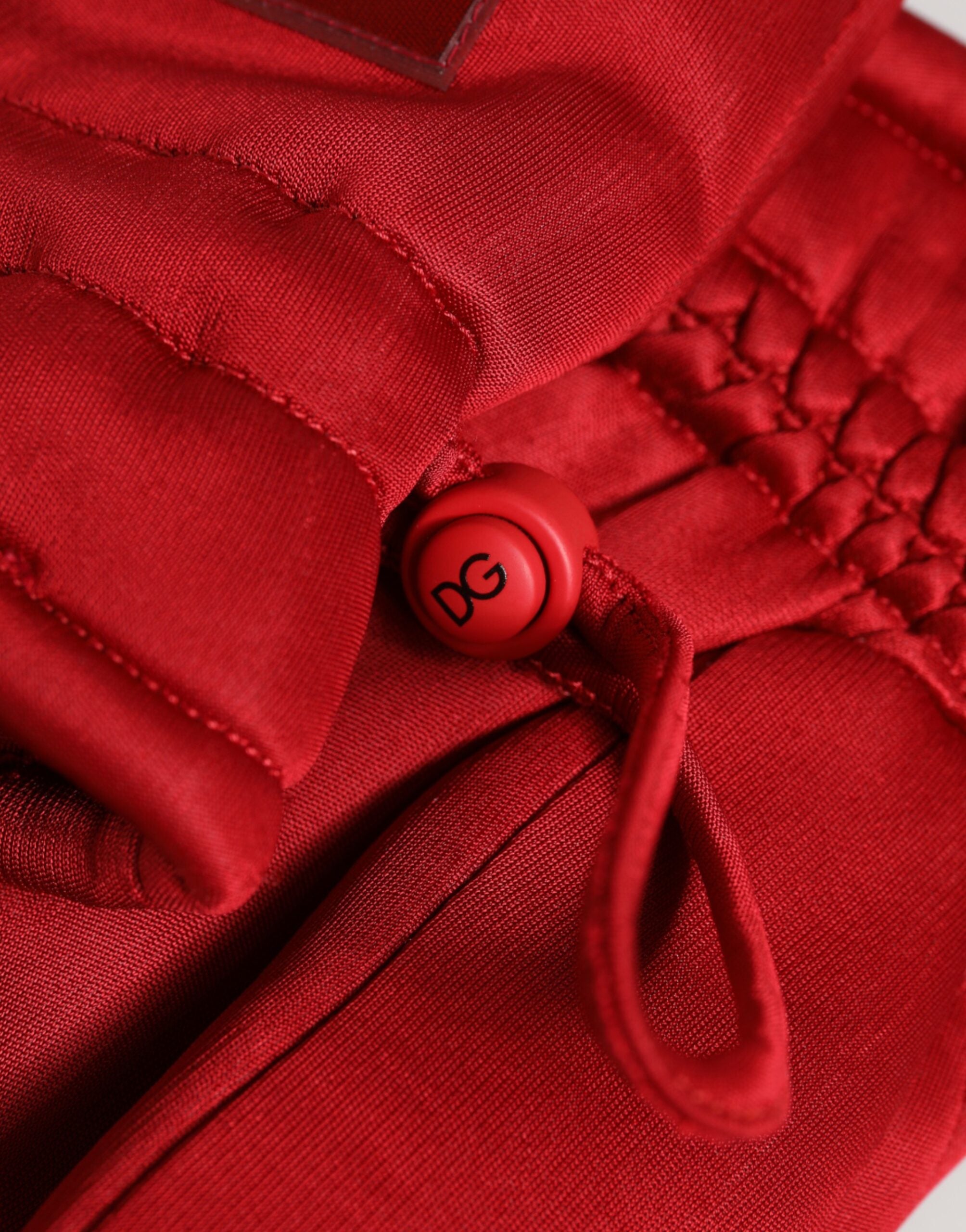 Dolce & Gabbana Rote Viskose-Motorradhandschuhe im Biker-Stil