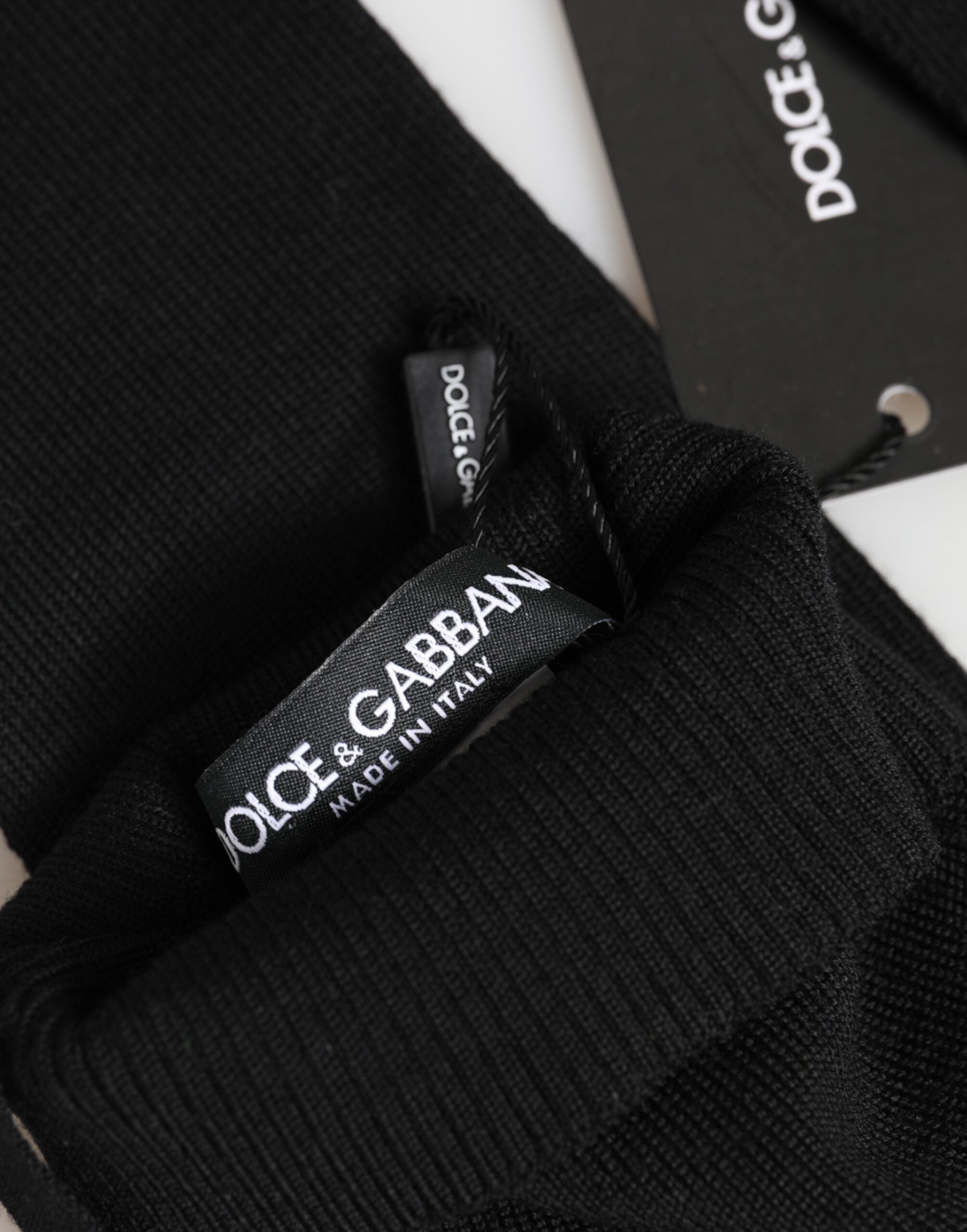 Dolce & Gabbana Schwarze Fingerhandschuhe aus reiner Wolle für Herren