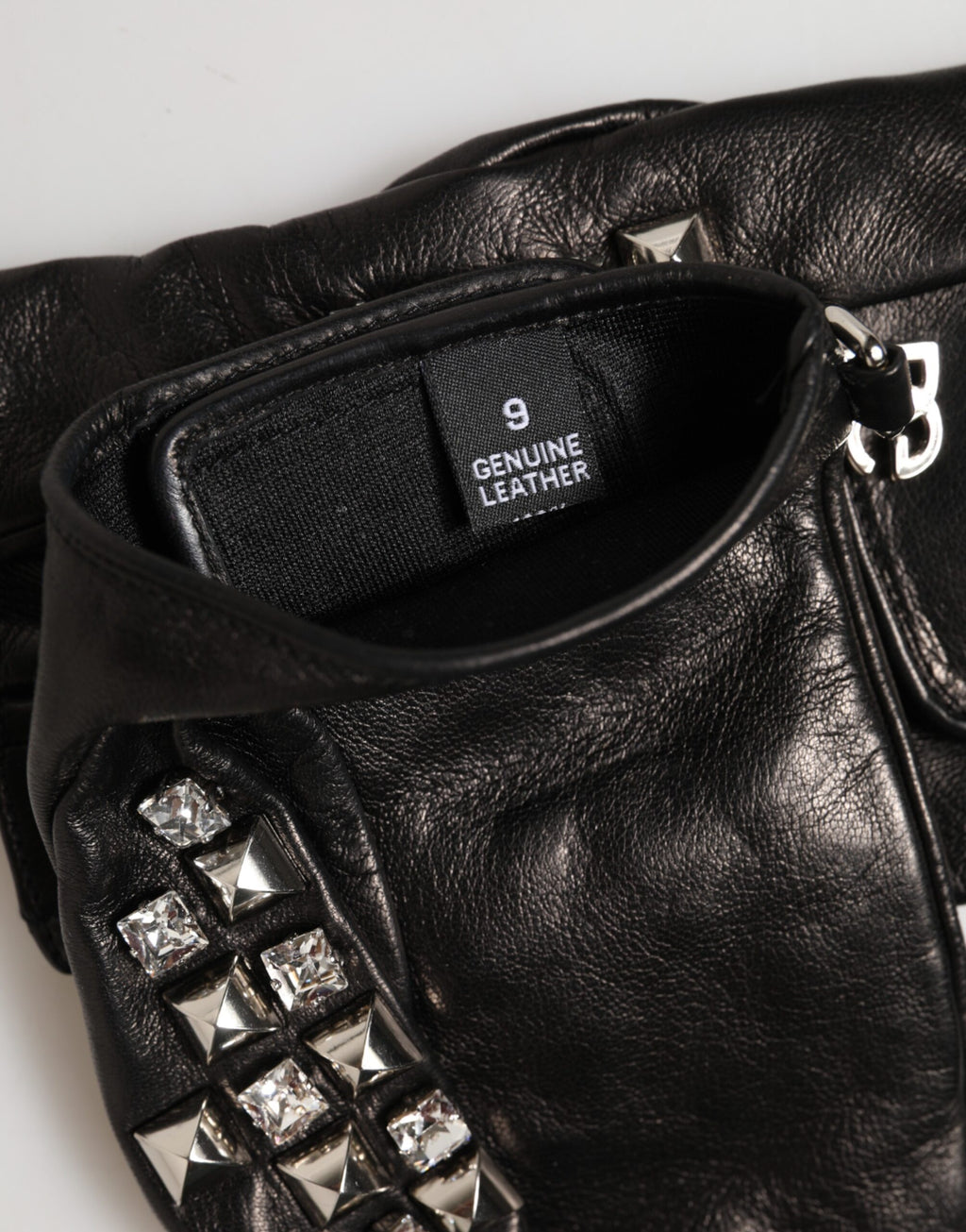 Dolce & Gabbana Schwarze Fingerlose Herren-Handschuhe aus Leder mit Nieten