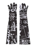 Dolce & Gabbana Black White DG Logo Elbow Length Mitten Gloves