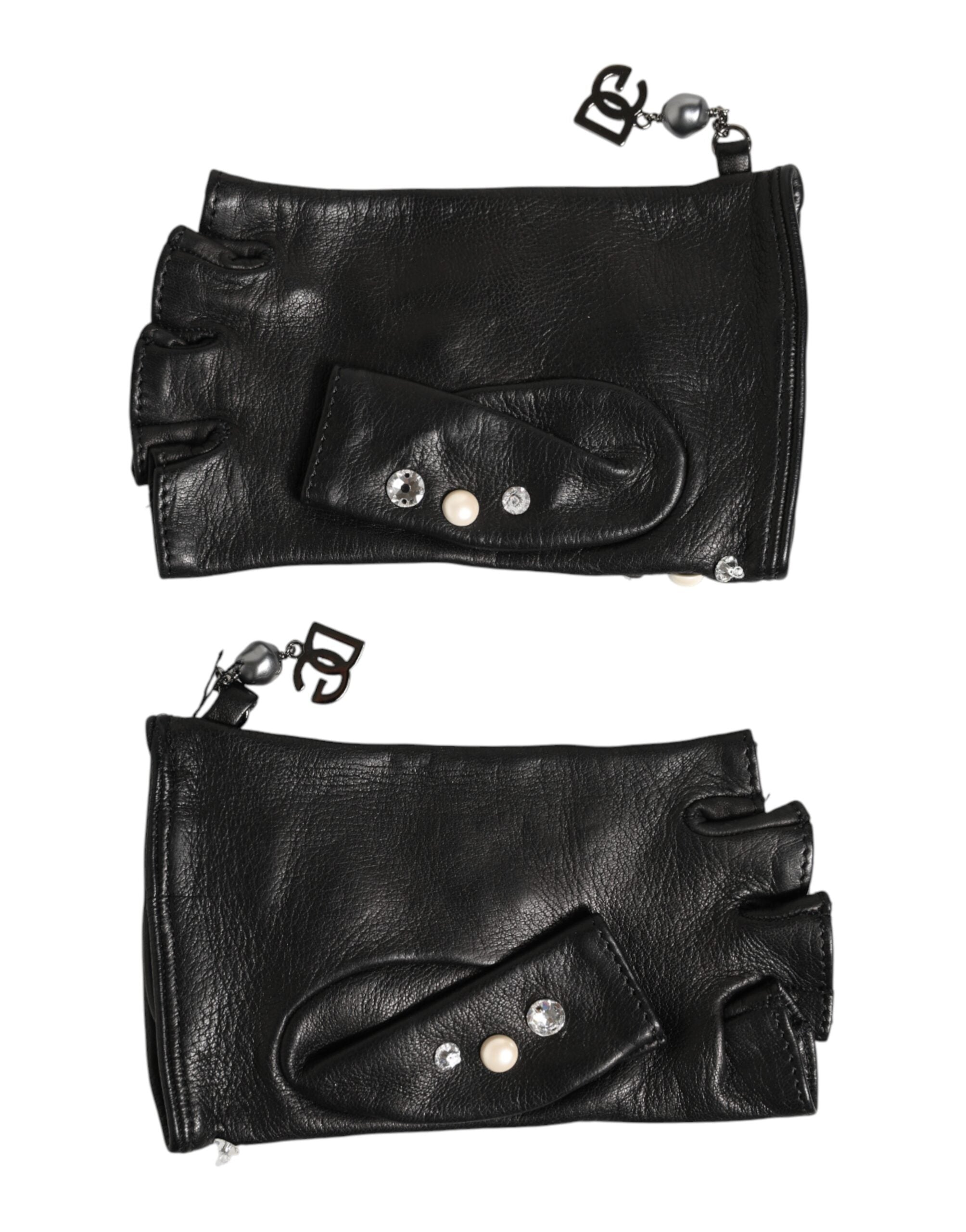 Dolce & Gabbana Fingerlose Handschuhe mit Logo in Handgelenkslänge