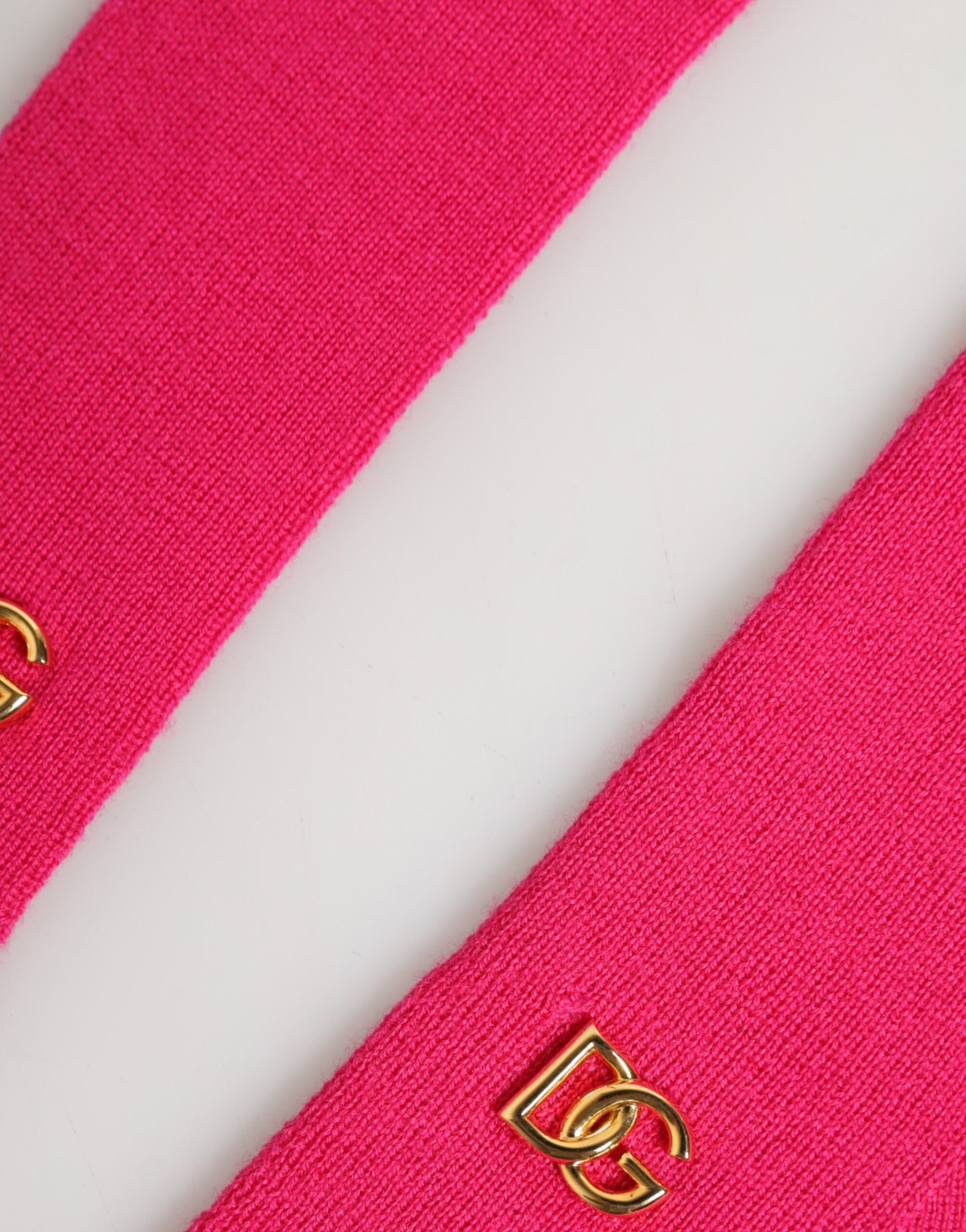 Dolce & Gabbana Rosa Fingerlose Ellenbogenlange Handschuhe aus Wolle